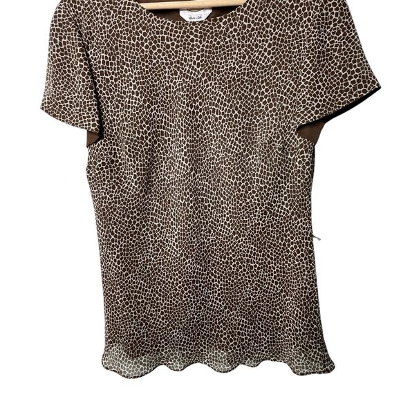 Talbots Pure Silk Giraffe Print Two Piece Skirt Set Sz 12 Career Office Chic - Picture 4 of 15